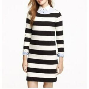 J Crew Women's XS navy white maritime stripe tunic dress tunic with bold zipper
